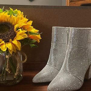 Madden Girl Sparkling Silver Heeled Boots